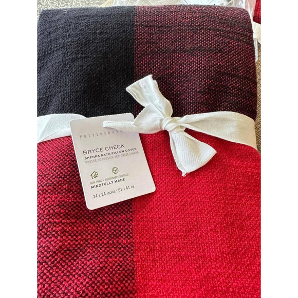 Pottery Barn Bryce Buffalo Check Red/black Bed Set + 4 Euro Pillow Shams KING - Picture 4 of 8